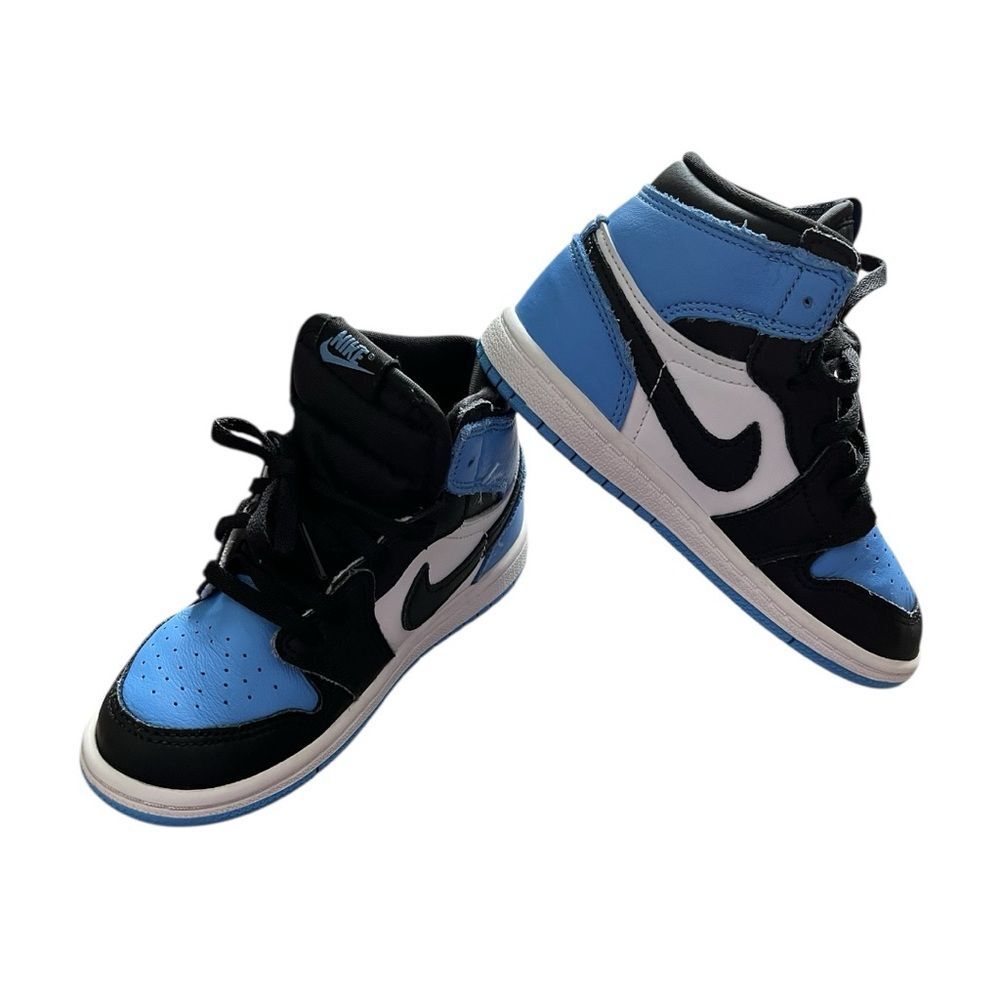Nike 10C Air Jordan 1 Retro High OG UNC Toe Sneakers Black Blue White FD1413-400